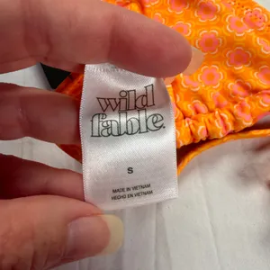 Wild Fable Bikini Top Women's Small Orange Pink Reversible String NWT thumbnail 3