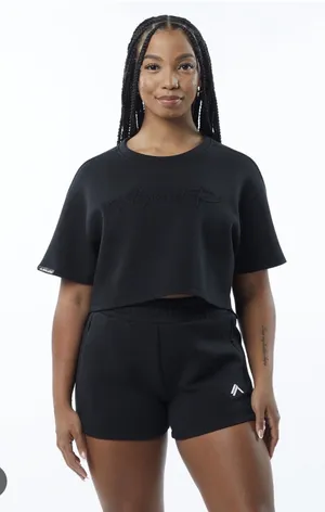 Alphalete Woman’s ELMTS Short SLEEVE Crop Size Small, Black thumbnail 1
