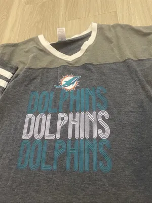 NFL Girls Gray & Teal Miami Dolphins Short Sleeve V-Neck Tee thumbnail 2