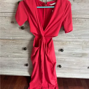 Abercrombie & Fitch Orange Sheath Maxi Dress Plunge Neckline thumbnail 2