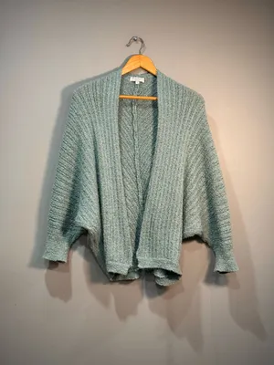 Blue Unbranded Warm & Cozy Poncho Dolman Sweater Size M EUC thumbnail 3