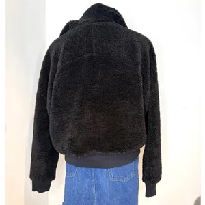 Lululemon Textured Fleece 1/2 Zip Hoodie Women 12 Black LW3FLRS NWT Plush Cozy thumbnail 5