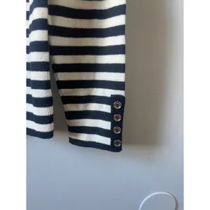 Tommy Hilfiger Black and White Stripe Funnel Neck Long Sleeve Top thumbnail 6