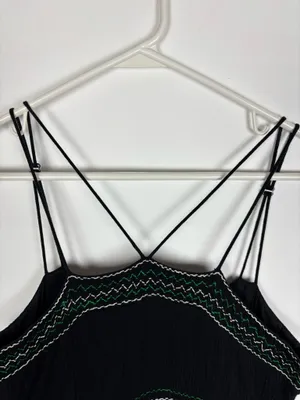 Anthropologie Maeve Dress Size 4 Black Embroidered Strappy Fit Flare Boho Gauze thumbnail 6