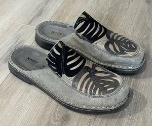 NAOT Leather Mules Clogs Zafra Grey Speckled Beige Women’s Sz 7‎ US 38EU thumbnail 1