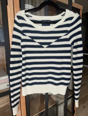 Vintage y2k American Eagle AE sweater navy striped wool v crew knit preppy 2010 thumbnail 1