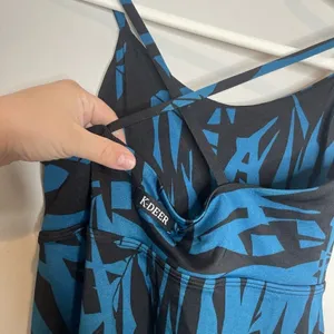 K-Deer On The Go Laguna Palm Print Blue Black Athletic Dress Size Small thumbnail 6