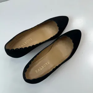Talbots Black Suede Scalloped‎ Wedge Heel Pumps Shoes Women's Size 6.5 thumbnail 5