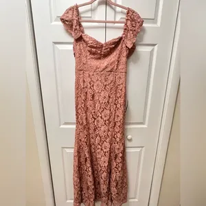 NWT lulus adorning hearts‎ lace off the shoulder maxi dress size xl thumbnail 7