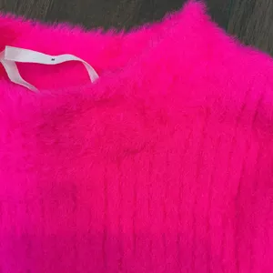 Anthropologie Eyelash Knit Mock Neck Sweater Hot Pink Fuzzy Ribbed Size M Cozy thumbnail 3