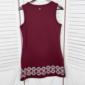 Athleta Sleeveless Tunic Fleece‎ Lined Scuba Knit Dress Maroon Small thumbnail 9