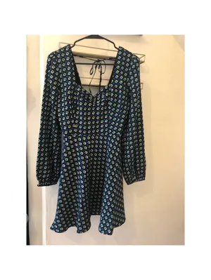 Band of the Free NWT Womens Genevieve Teal Diamond Long Sleeve Mini Dress Size S thumbnail 2