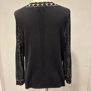 Whimsigoth goth black lace sleeve top mesh Sleeves, see through, size medium thumbnail 7