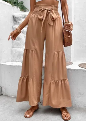 Sason-Wide leg Tiered Pants with Attached Belt-Sz Med. thumbnail 1