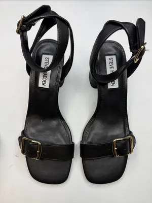 Steve Madden Women's Mindi Black Leather Sandals with Buckle Size 6.5 thumbnail 2