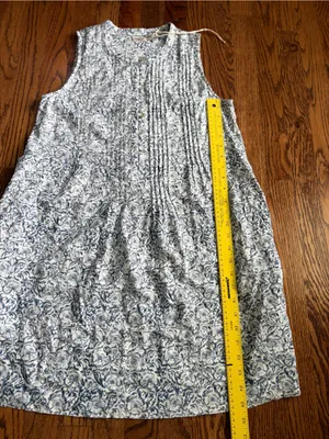Faherty Isha Dress XS Cream Imma Floral Linen Blend Pintuck Mini Dress NWOT thumbnail 11