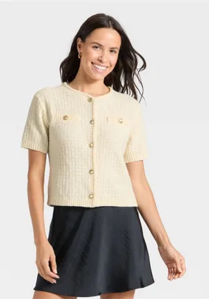 A New Day Beige Cream Knitted Minimalistic Lady Jacket Cardigan thumbnail 1