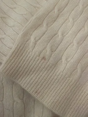 Sigrid Olsen Light Cream Cable-Knit Crewneck Sweater thumbnail 3