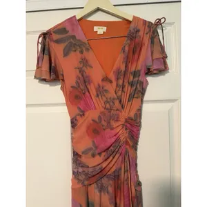 Maeve Anthropologie Simone Sheer Floral Asymmetrical Dress Butterfly Fairy thumbnail 3