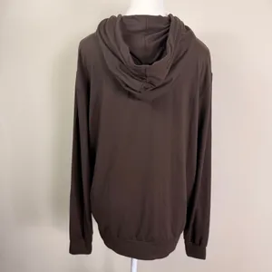 Comfrt All Day Jersey Brown Pullover Hoodie Relaxed Fit Stretch Sweatshirt Small thumbnail 5