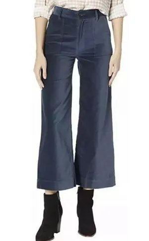 FRYE Womens 27 Camber Wide Leg Crop Velvet Pant in Midnight Blue thumbnail 1