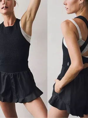 Free People Movement Breathless Shorties Onesie Romper In Black NWT Size Medium thumbnail 2