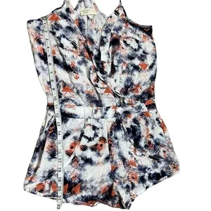 Ocean Drive Tie Dye Surfer Boho Wrap‎ Front Cami Romper Festival Beach Summer thumbnail 6
