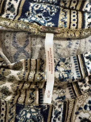 Free People “Donatella” Mock Turtleneck Paisley + Stripe Top – Size Medium thumbnail 14