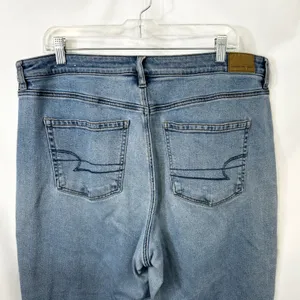 American Eagle Plus Size 18‎ Mom Jeans Light Wash Stretch High Rise Relaxed 834 thumbnail 10