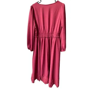 Bloomchic size 14-16 muted red smocked waist V-neck dress thumbnail 2