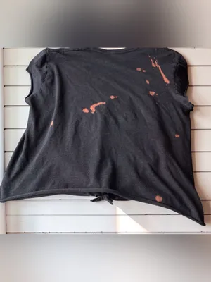 NIRVANA Black Tie-Front distressed tee with Multicolor Smiley Graphic thumbnail 6
