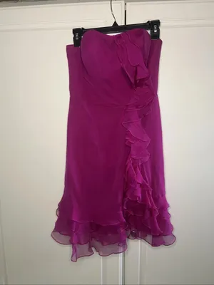 Y2K Kurt Thomas 100% Silk Strapless Ruffle Cocktail Dress thumbnail 3