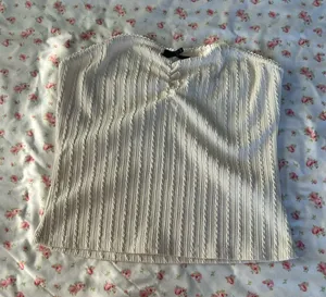 Cream Ribbed Strapless Women’s Top Size M thumbnail 1