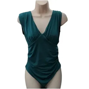 ✨EXPRESS Green Body Contour Double Layer Empire V Neck Sz XS Bodysuit✨ thumbnail 5