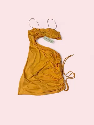 Streetwear Society Asymmetrical Spaghetti Strap Mini Dress in orange thumbnail 2