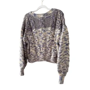 Forever 21 Blue Purple Space Dye Cable Knit‎ Cropped Cardigan Sweater Small thumbnail 8