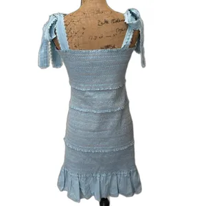 NWT Chelsea & Violet Smocked Mini Dress Ruffle Tiered Mayan Blue Size Large‎ thumbnail 5