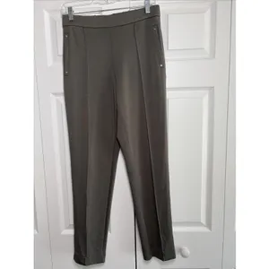 Elie Tahari Pull On Straight Leg Pants Womens Size S Gray Olive‎ Stretch Ponte thumbnail 2
