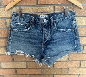 AGOLDE Parker Vintage Cutoff Denim Shorts Distressed Button Fly Size 26 thumbnail 1