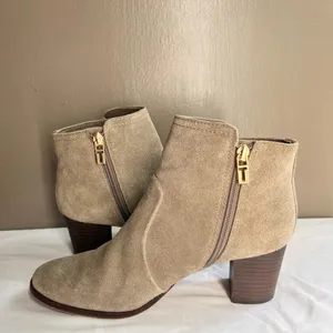 Tory Burch | Porcini Suede Sabe Ankle Booties In Gray Size 9 Leather Round Toe thumbnail 5