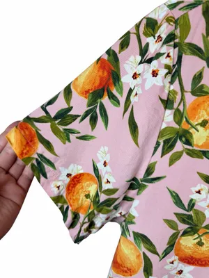 Marine Layer Pink Citrus Blossom Short Sleeve Button Down Top Resort Tropical M thumbnail 6