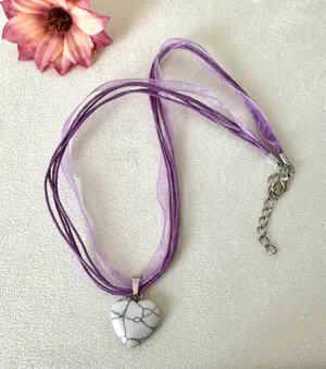 Heart Stone Necklace Purple thumbnail 1