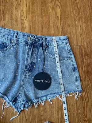 White fox bring the vibe denim shorts NWT thumbnail 11
