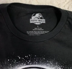 Jurassic Park Dinosaur Black White Graphic T-shirt thumbnail 3