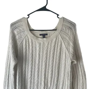 American Eagle Women's‎ Size Medium White Open Knit Sweater Coastal Cottage thumbnail 2