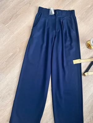 NWT Madewell Straight-Leg Pants High Rise, Drapeweave TENCEL™ Blend – Navy color thumbnail 1
