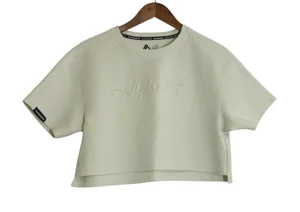 Alphalete LDB More Elements Women Cream Embossed Logo Cropped Sweatshirt Small thumbnail 1