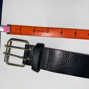 Black Faux Leather Double Prong Belt Silver-Tone Hardware Women's thumbnail 2