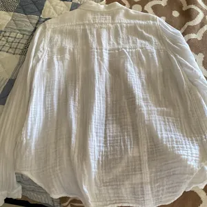 Free People We The Free White Cotton Gauze Button Down Shirt M thumbnail 5