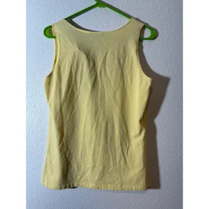 Boston Proper Size M Yellow Embroidered Sequin Sleeveless V-Neck Y2K Tank Top thumbnail 2